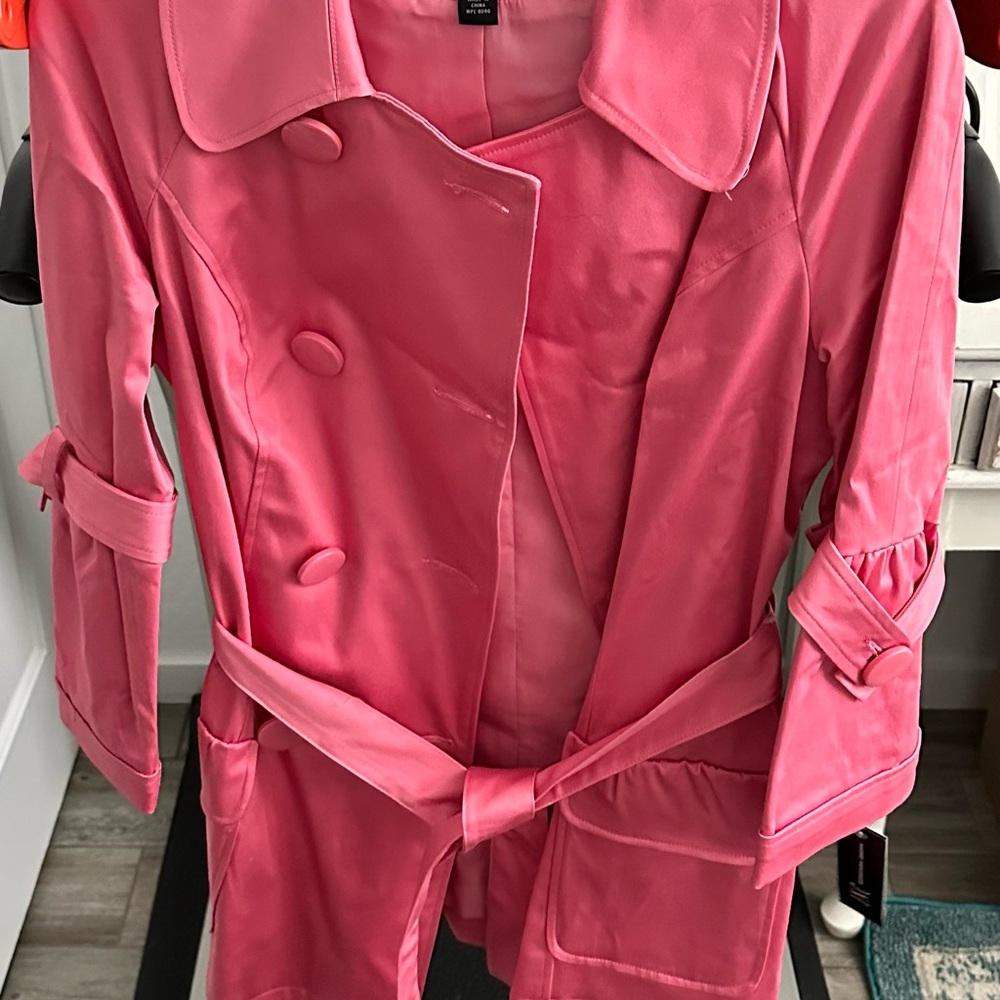 INC International Concepts Vibrant Pink Trench Coat